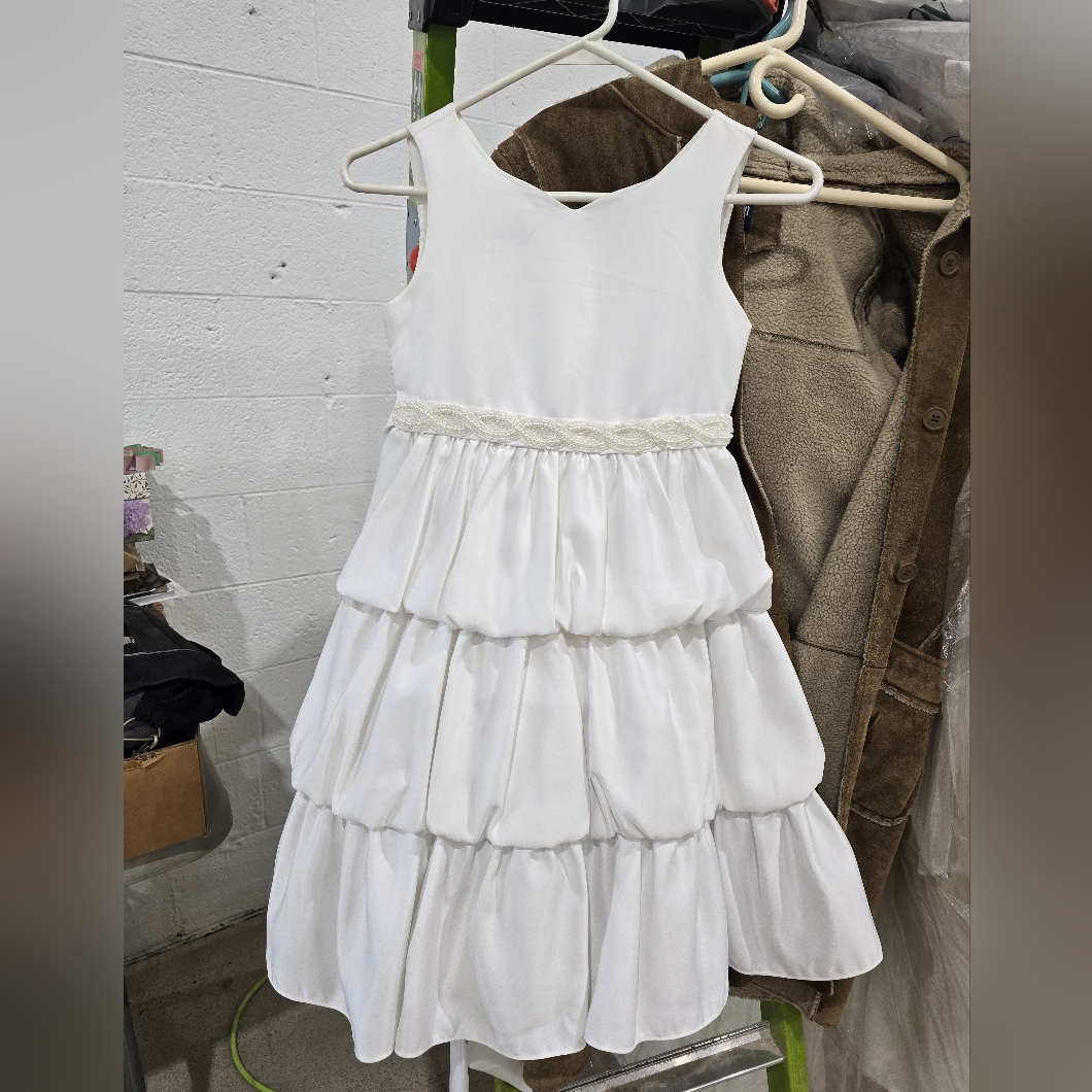 Girls White Tiered Formal Dress